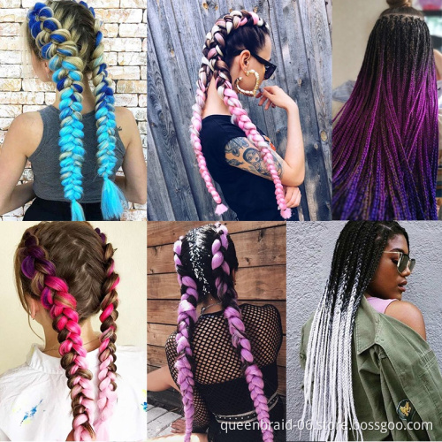 Hot Water Set Yaki Other Artificial Hair Extensions Ombre 2 Tone Crochet Hair 24 inch Synthetic Braiding Jumbo Hair Braid